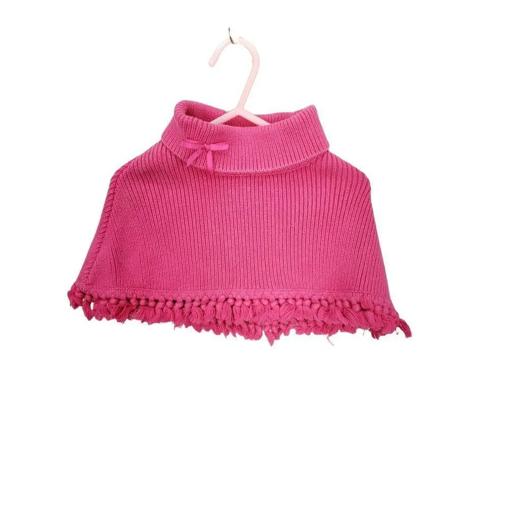 Gymboree 2004 Girls Pink Poncho Pom Pom Cover Sweater Size‎ 12 -18 Months